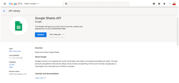 Google sheets api